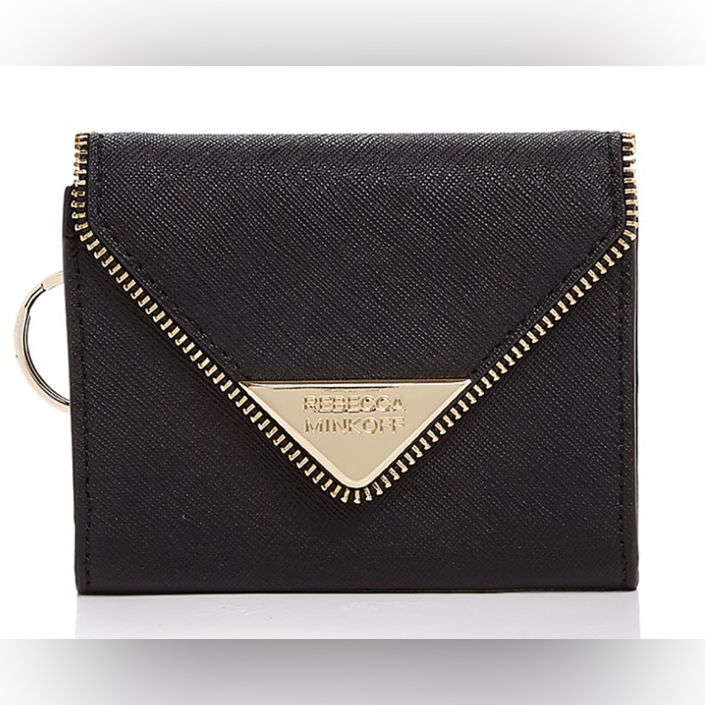 Rebecca Minkoff Molly Metro Saffiano Leather Card Case Wallet Keychain